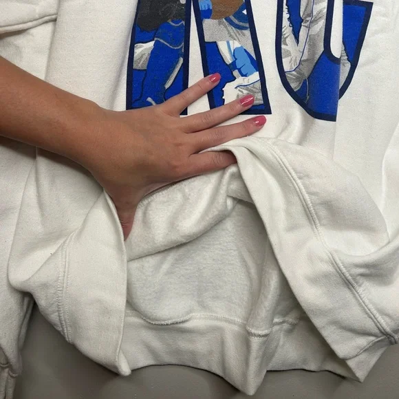 Kansas City Royals KC Crewneck Pullover Sweatshirt White & Blue MLB Baseball XL - Picture 8 of 8